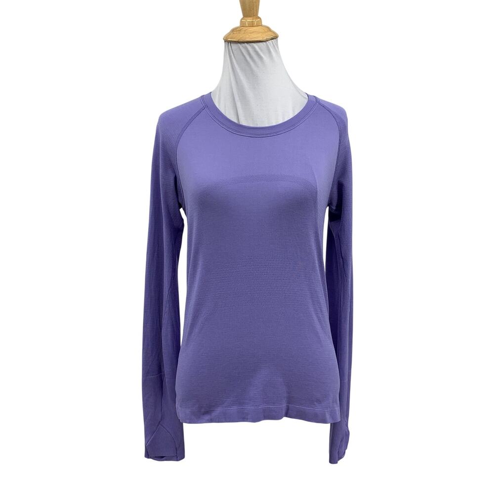 Lululemon T Shirt Womens 6 Light Amethyst Swiftly Tech Long Sleeve Thumbholes